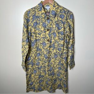 J.Jill Love Linen Lemon Paisley Popover Shirt Dress Petite XS Yellow NWT Preppy